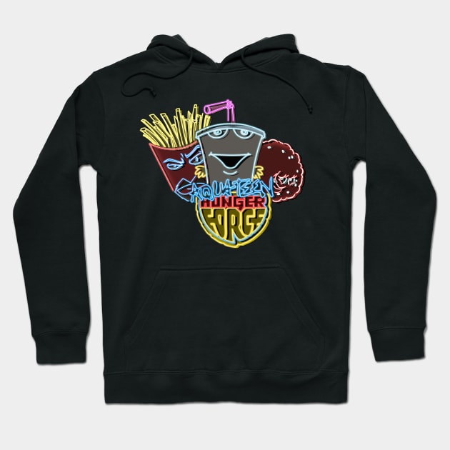 aqua teen neon bg Hoodie by AlanSchell76